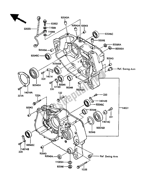 Tutte le parti per il Carter del Kawasaki KLR 250 1987