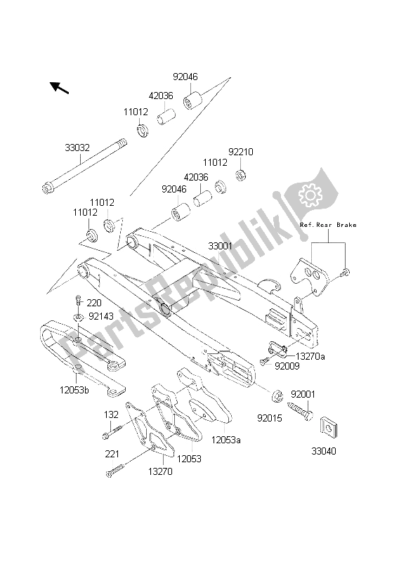 Tutte le parti per il Forcellone del Kawasaki KX 85 SW 2002