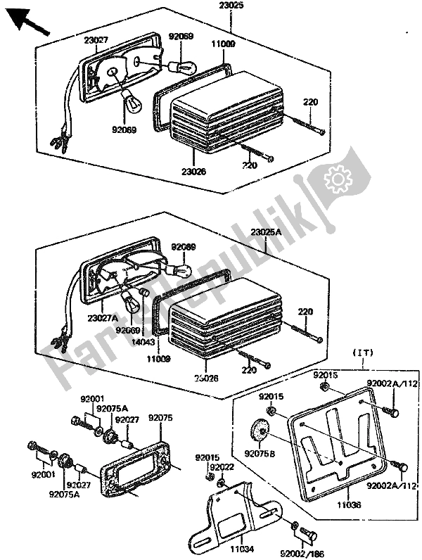 Alle onderdelen voor de Achterlicht van de Kawasaki GPZ 1100 1985
