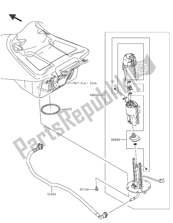 Todas as partes de Bomba De Combustivel do Kawasaki ZZR 1400 ABS 2016