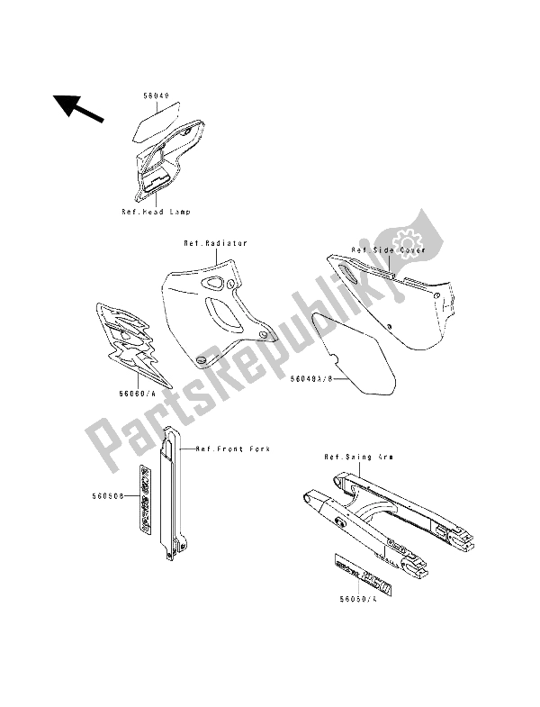 All parts for the Decal of the Kawasaki KDX 250 1992