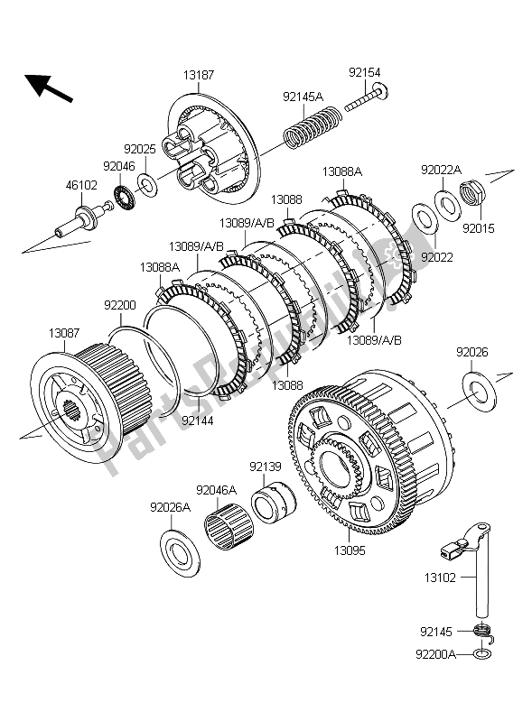 Toutes les pièces pour le Embrayage du Kawasaki Z 1000 2012