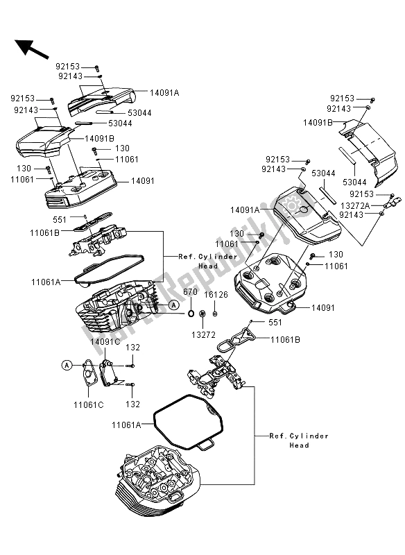 All parts for the Cylinder Head Cover of the Kawasaki VN 1700 Voyager ABS 2012