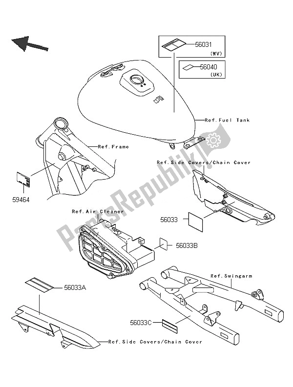 All parts for the Labels of the Kawasaki Eliminator 125 2005