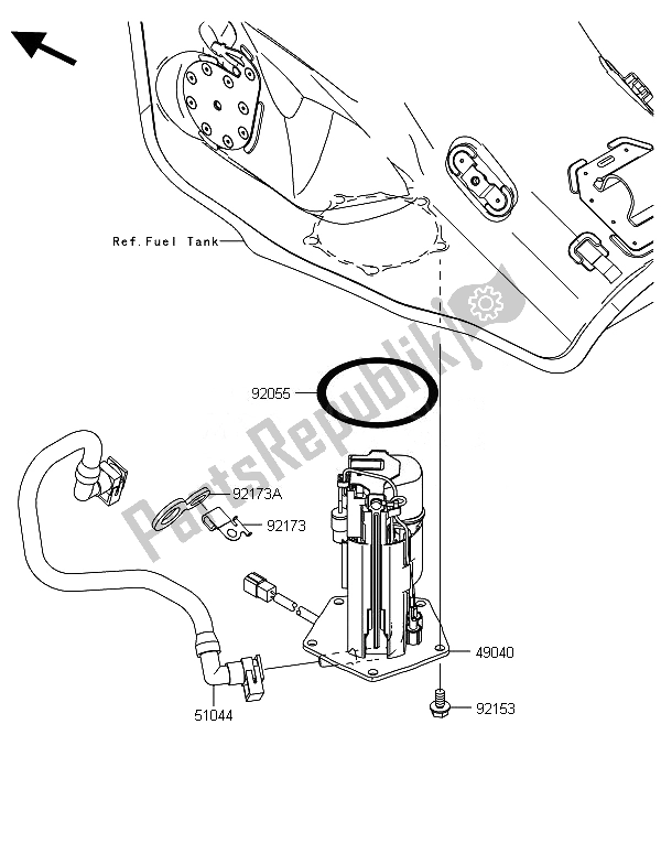 All parts for the Fuel Pump of the Kawasaki Ninja ZX 10R 1000 2014