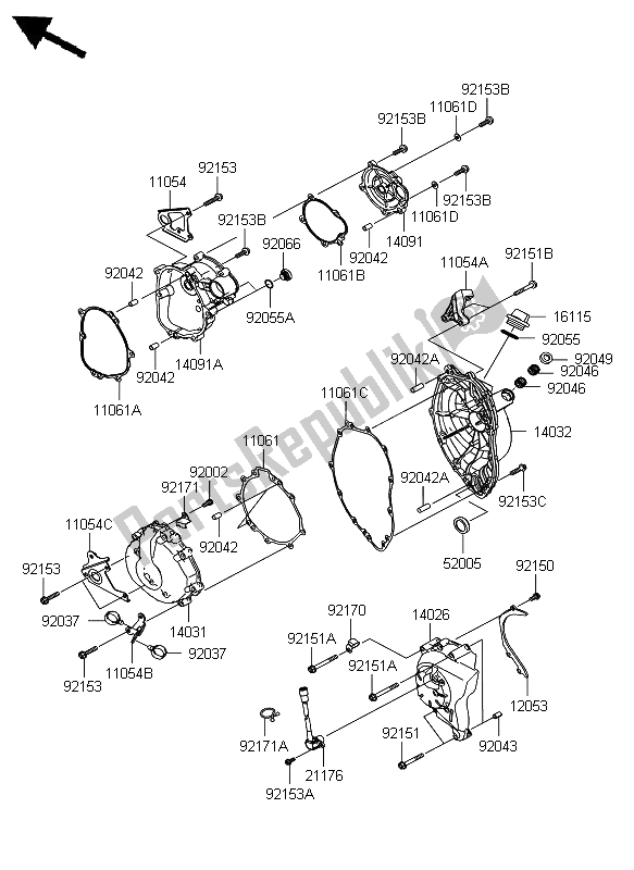 Tutte le parti per il Coperchio Del Motore del Kawasaki Ninja ZX 6R 600 2008