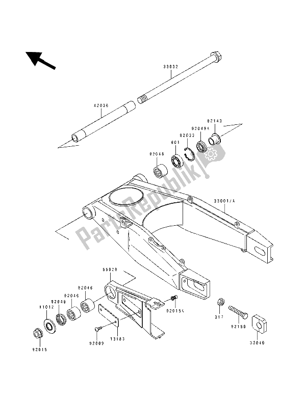 Tutte le parti per il Forcellone del Kawasaki ZXR 400 1991