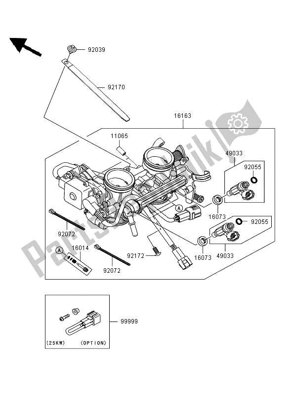 Alle onderdelen voor de Gas Geven van de Kawasaki ER 6N 650 2006