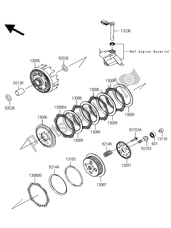 All parts for the Clutch of the Kawasaki D Tracker 125 2011