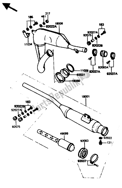 Tutte le parti per il Silenziatore del Kawasaki KE 125 1985