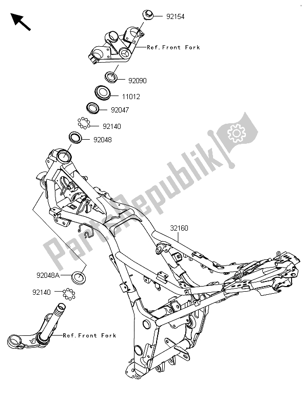 Toutes les pièces pour le Cadre du Kawasaki Ninja 300 2013