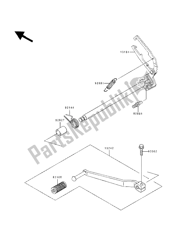 All parts for the Gear Change Mechanism of the Kawasaki EL 250E 1991