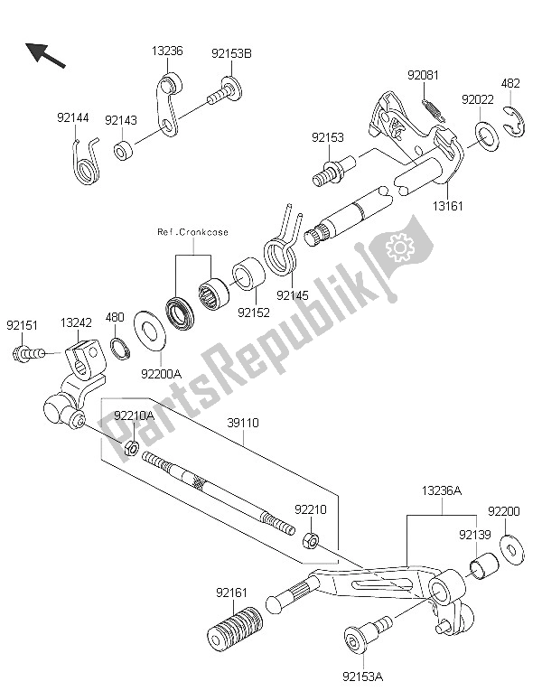 Tutte le parti per il Meccanismo Di Cambio Marcia del Kawasaki Z 1000 SX 2016