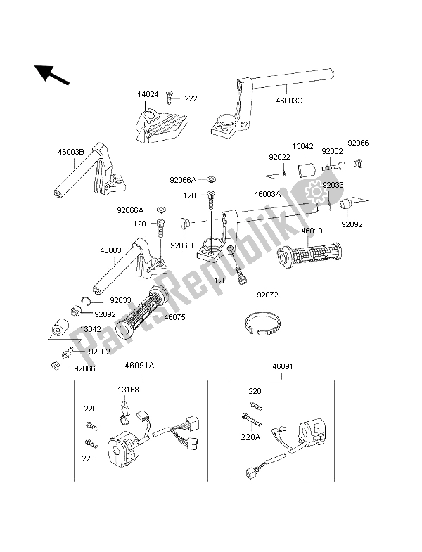 All parts for the Handlebar of the Kawasaki 1000 GTR 1997