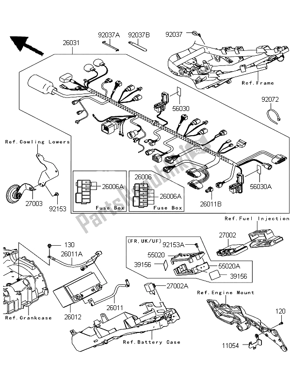 Tutte le parti per il Equipaggiamento Elettrico Del Telaio del Kawasaki Z 750 2011