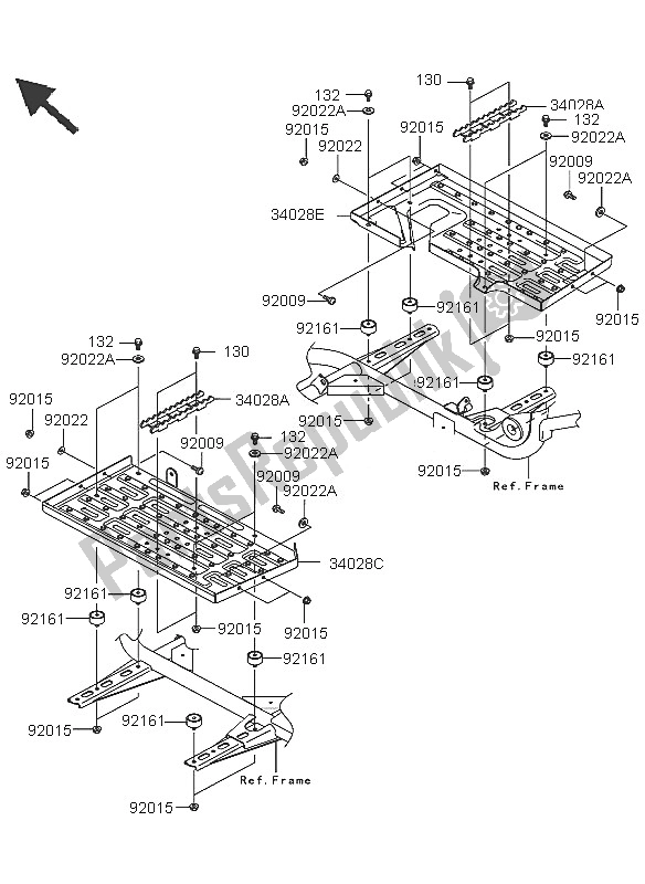 All parts for the Footrests of the Kawasaki KVF 360 2005