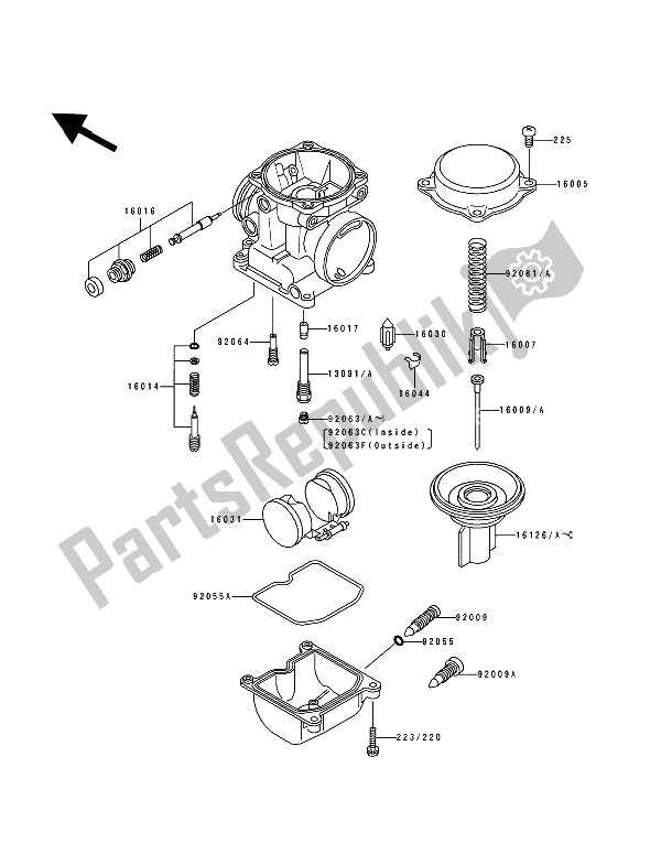 Todas as partes de Partes Do Carburador do Kawasaki Zephyr 550 1991