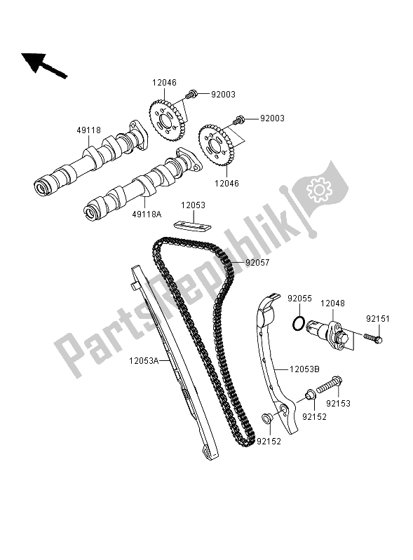 All parts for the Camshaft & Tensioner of the Kawasaki Versys ABS 650 2009
