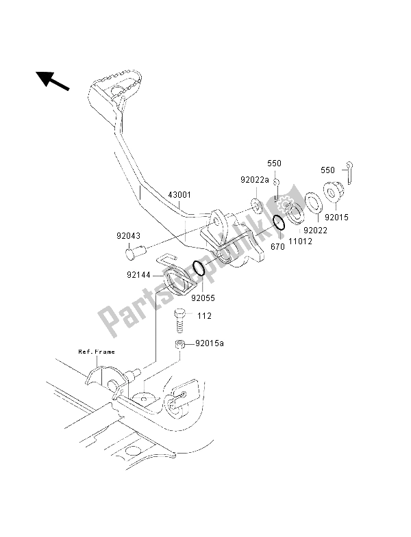 All parts for the Brake Pedal of the Kawasaki KVF 300 2002