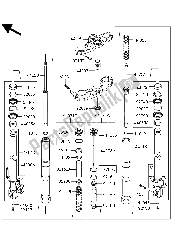 All parts for the Front Fork of the Kawasaki Versys ABS 650 2011