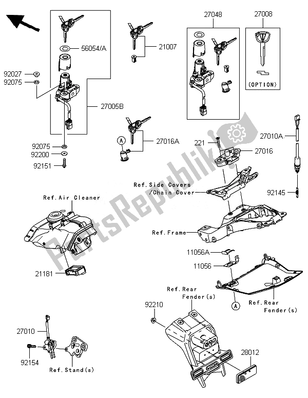 All parts for the Ignition Switch of the Kawasaki Ninja ZX 10R ABS 1000 2014