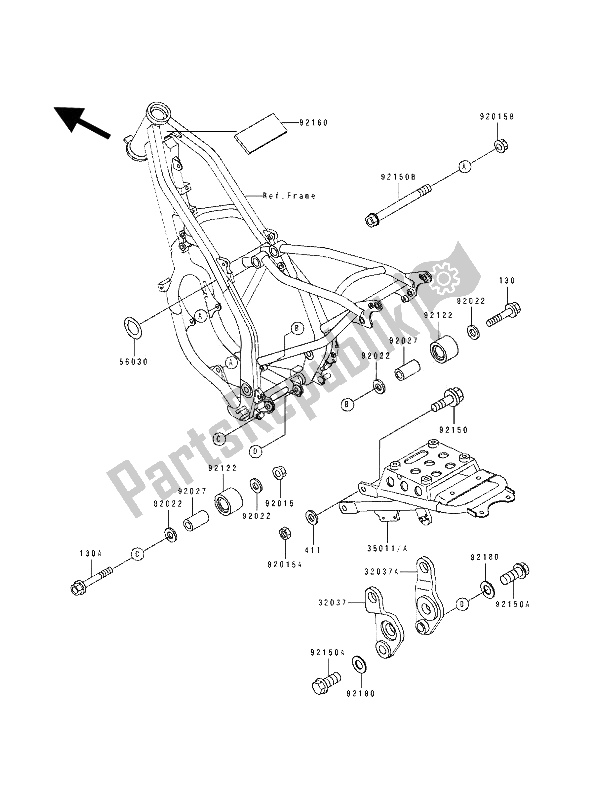 Todas as partes de Encaixe De Quadro do Kawasaki KDX 125 1992