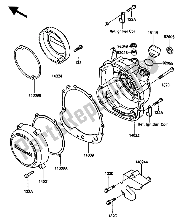 All parts for the Engine Cover of the Kawasaki ZL 600 1987