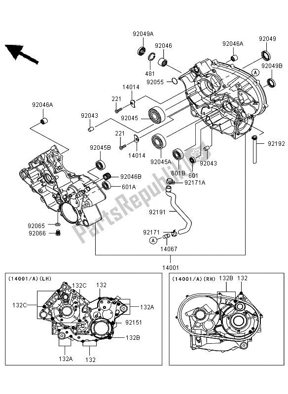 Todas as partes de Bloco Do Motor do Kawasaki KVF 650 4X4 2007