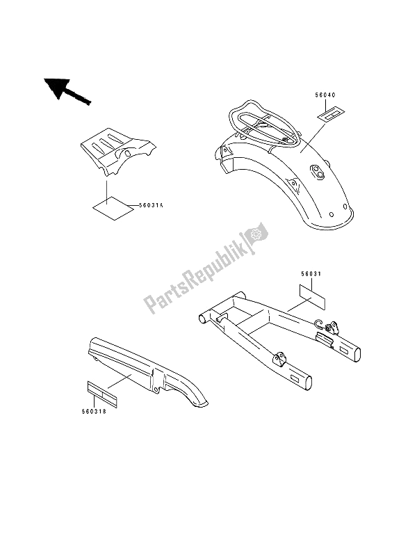 Alle onderdelen voor de Etiketten van de Kawasaki Estrella 250 1994
