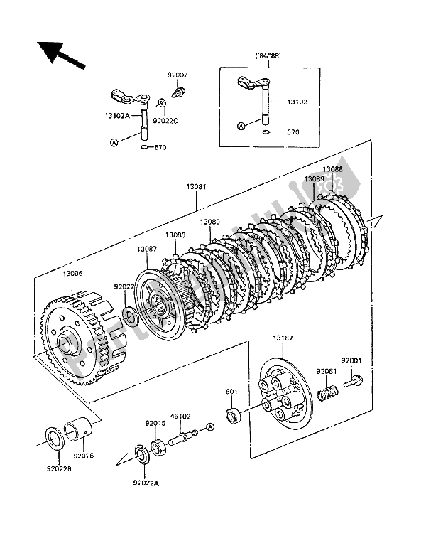 Tutte le parti per il Frizione del Kawasaki GPZ 305 Belt Drive 1986