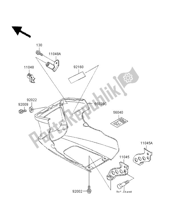 All parts for the Cowling Lowers of the Kawasaki GPZ 500S UK 1996