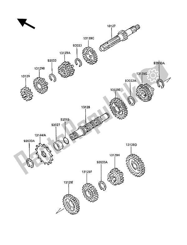 Toutes les pièces pour le Transmission du Kawasaki KX 80 1988