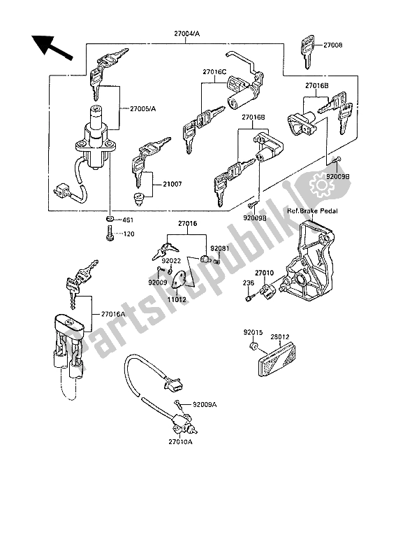 All parts for the Ignition Switch of the Kawasaki ZL 1000 1988
