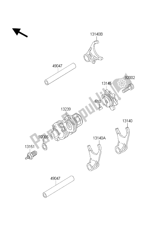 All parts for the Gear Change Drum & Shift Fork(s) of the Kawasaki KLR 650C 2004