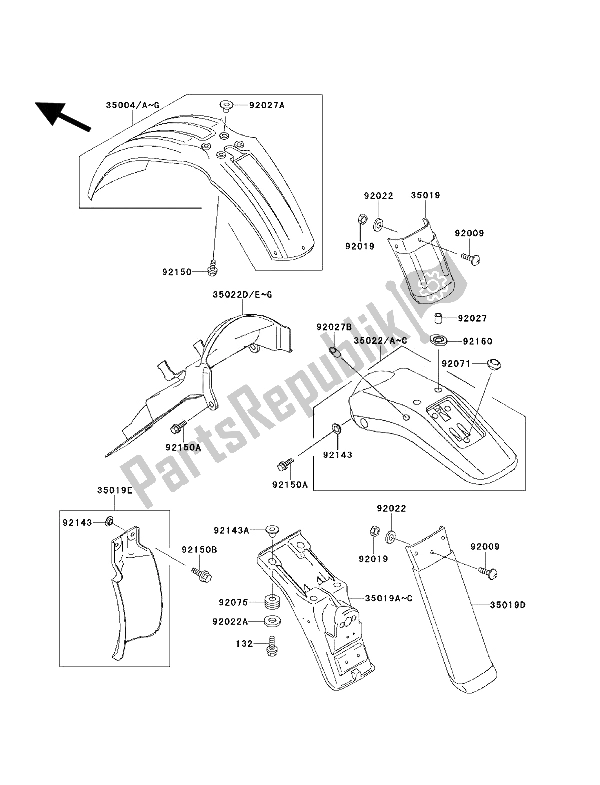 Tutte le parti per il Parabordi del Kawasaki KLX 650 1994