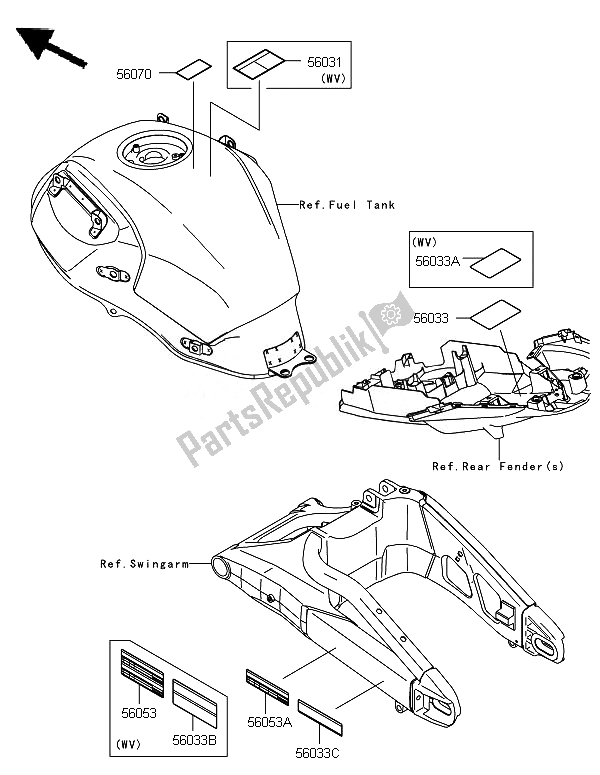 Todas las partes para Etiquetas de Kawasaki Versys 650 2010