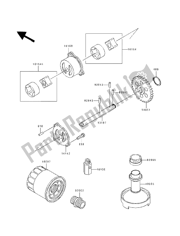 Todas las partes para Bomba De Aceite de Kawasaki ZZ R 600 1990