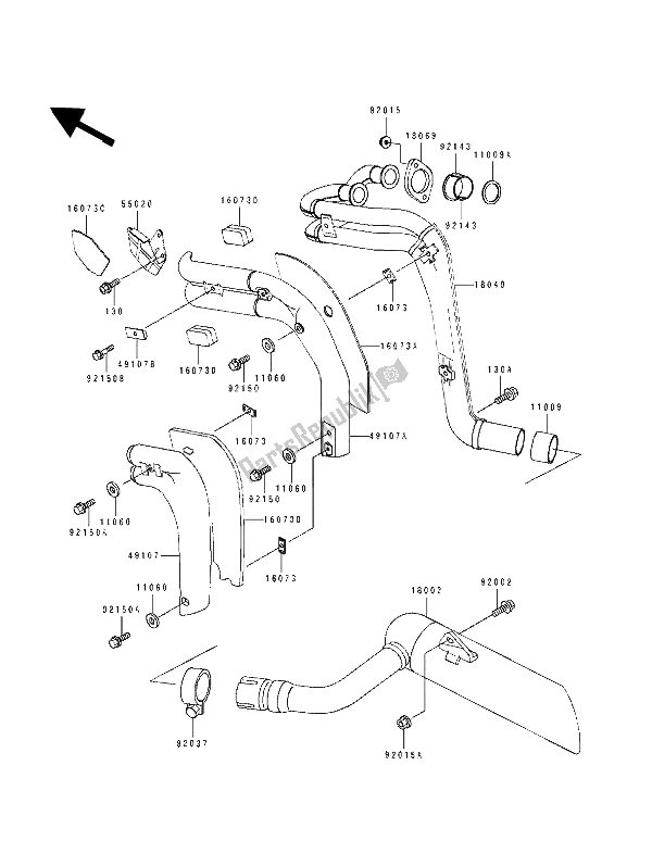 Tutte le parti per il Silenziatore (s) del Kawasaki EL 250D 1993