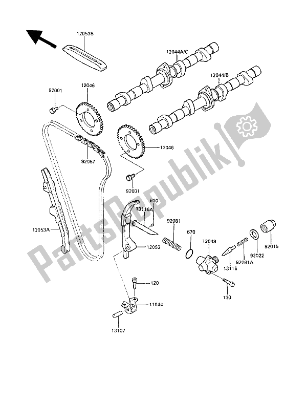 Tutte le parti per il Albero A Camme (s) E Tenditore del Kawasaki GPZ 600R 1987