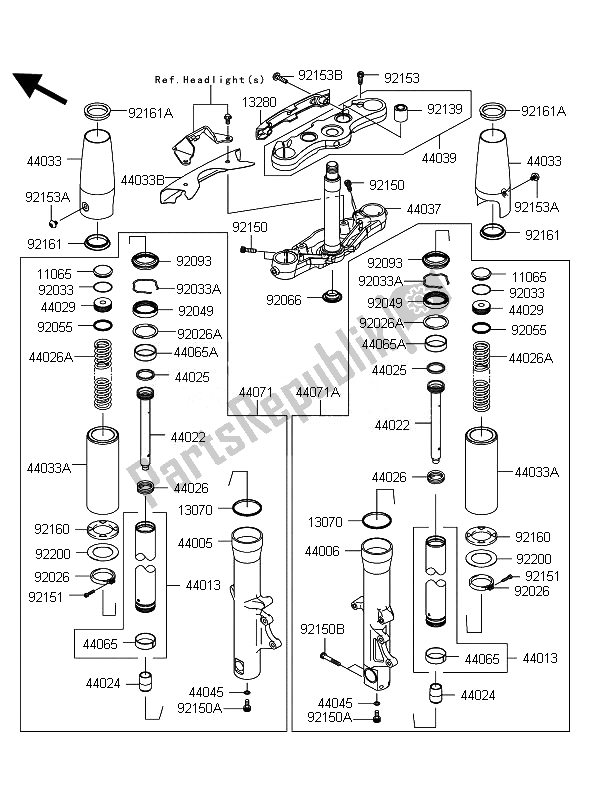 All parts for the Front Fork of the Kawasaki VN 1700 Classic ABS 2010