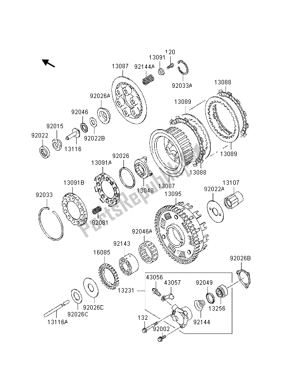 Toutes les pièces pour le Embrayage du Kawasaki GPZ 1100 1995