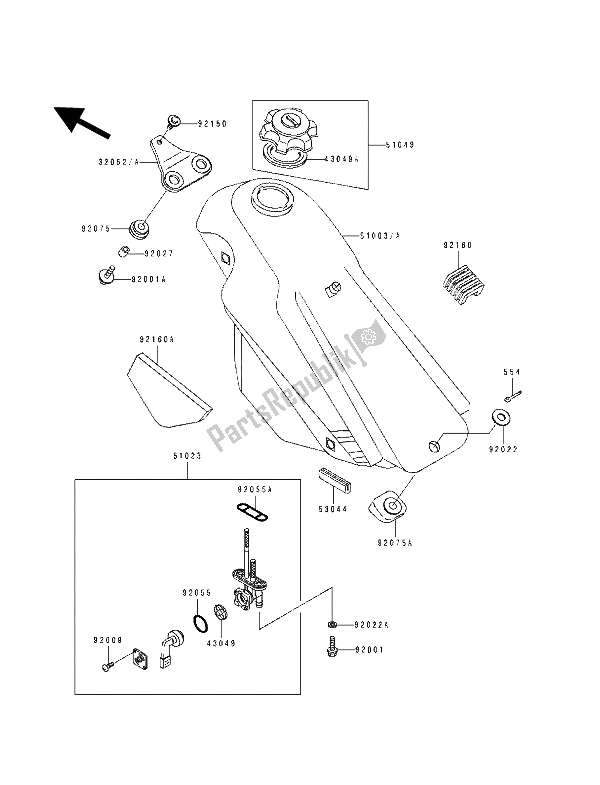 Tutte le parti per il Serbatoio Di Carburante del Kawasaki KDX 125 1993