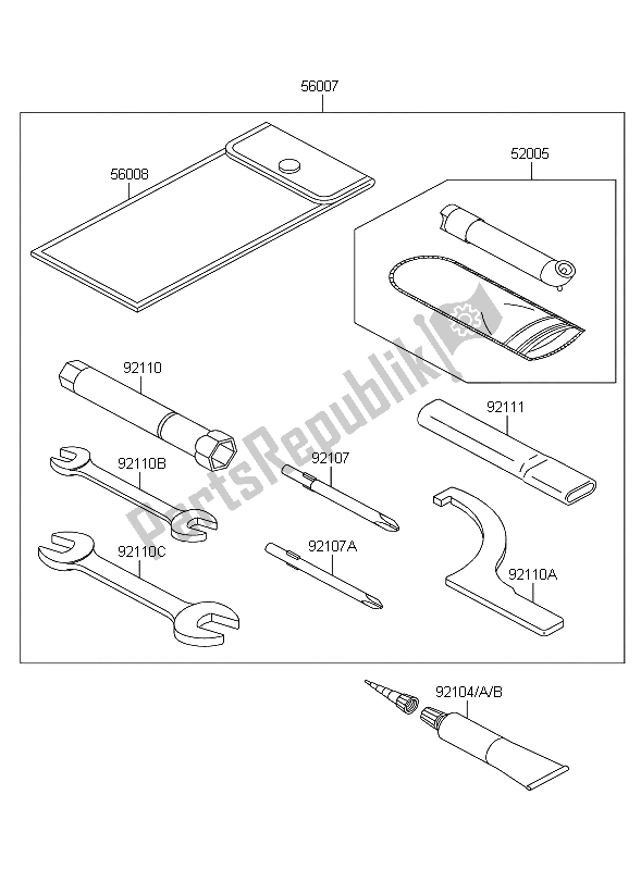 Alle onderdelen voor de Eigenaars Tools van de Kawasaki KFX 450R 2008