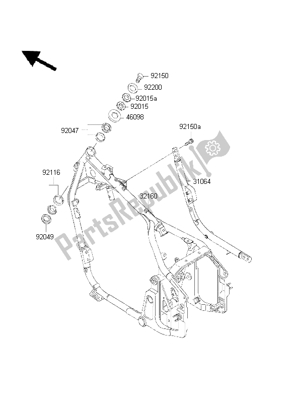 Toutes les pièces pour le Cadre du Kawasaki VN 800 Classic 2001