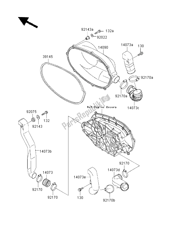 Tutte le parti per il Coperchio Del Convertitore E Cinghia Di Trasmissione del Kawasaki KVF 400 4X4 2000