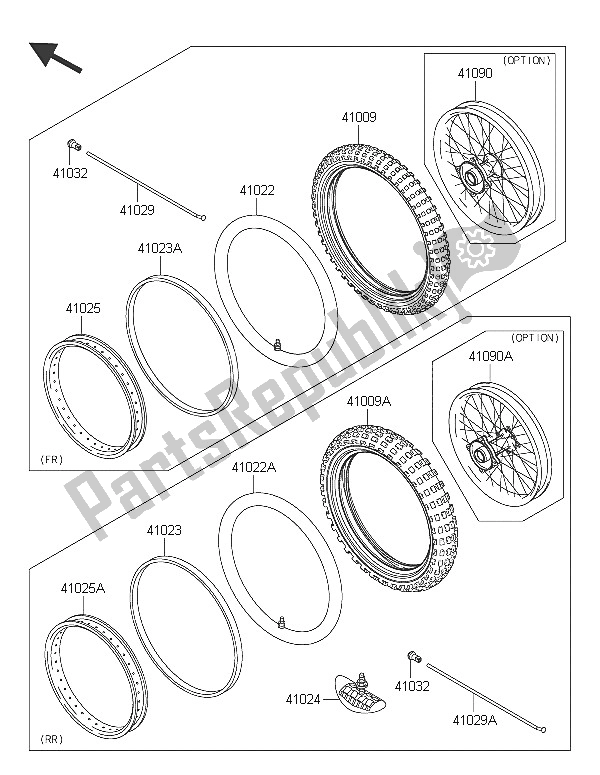 All parts for the Tires of the Kawasaki KX 65 2016