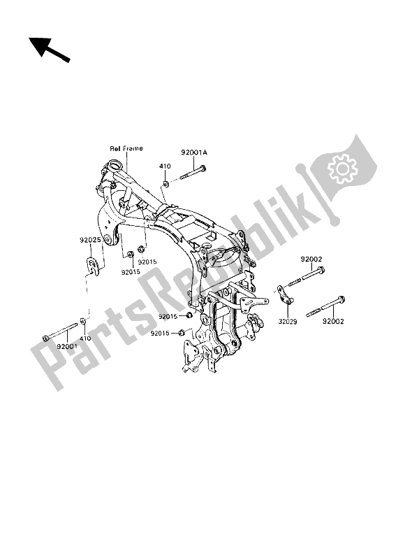 All parts for the Frame Fitting of the Kawasaki GPZ 900R 1993