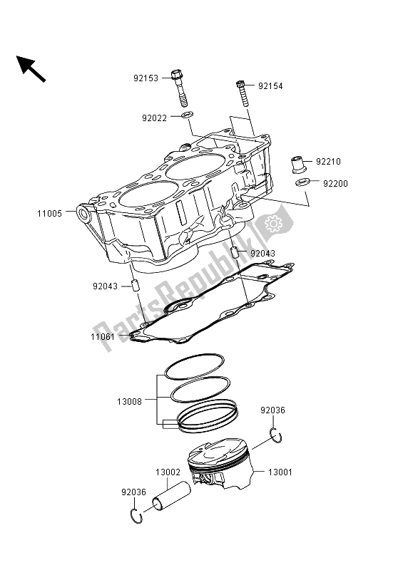 Tutte le parti per il Cilindro E Pistone del Kawasaki ER 6F 650 2013