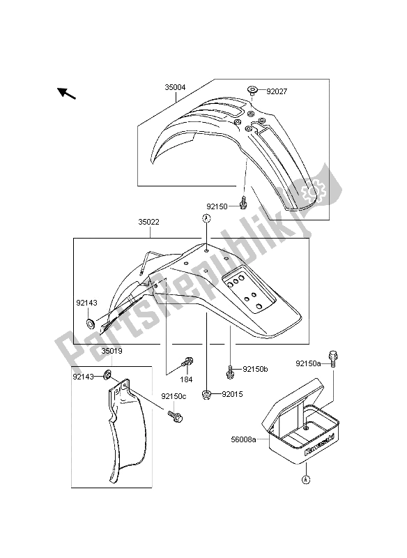 Tutte le parti per il Parabordi del Kawasaki KDX 200 1997