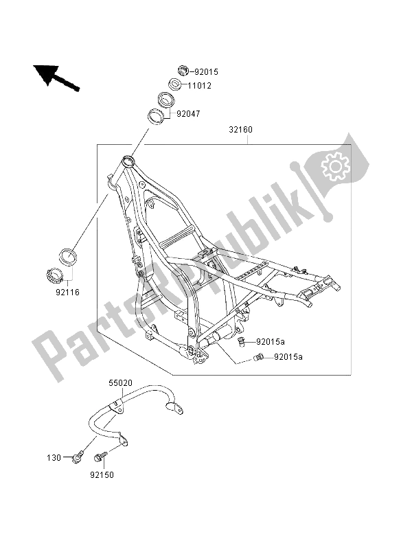 All parts for the Frame of the Kawasaki KLX 650R 2001